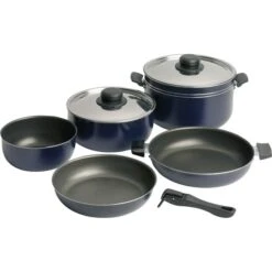 Campingaz Camping-Geschirrset, 9-teilig, Topf-Set (blau)